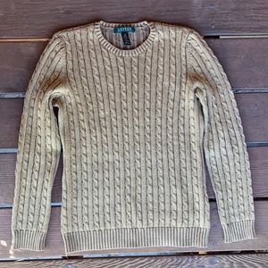 Lauren Ralph Lauren Sweater Size M Gold Sparkling New Condition